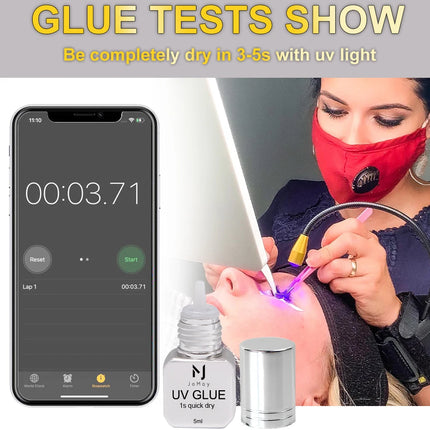JOMAY UV Glue Lash Glue Extra Strong Eyelash Glue Extension Supplies UV Glue 5ML Waterproof Adhesive 3 bottles