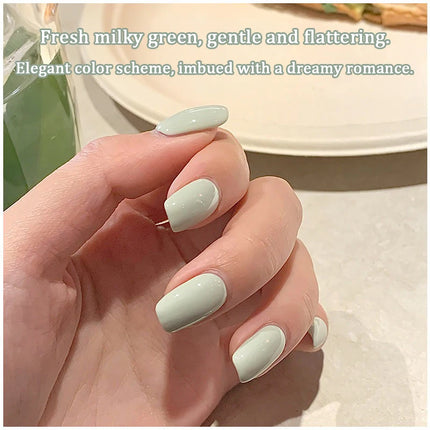 Fresh and brightening milky green nail polish gel, 2026 new style, trendy mint green, salon exclusive.