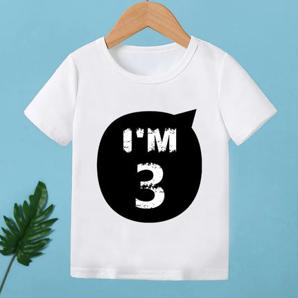 2025 Children Happy Birthday I'M 1 2 3 4 5 6 7 8 9 Years Number Print Funny T-shirts Boys & Girls Baby Tops Kids Summer T shirt
