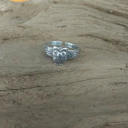 Buyee 925 Sterling Silver Fashion Ring Finger Elegant Owl Ring for Women Excellen Party Fine Jewelry Circle Gift with Box