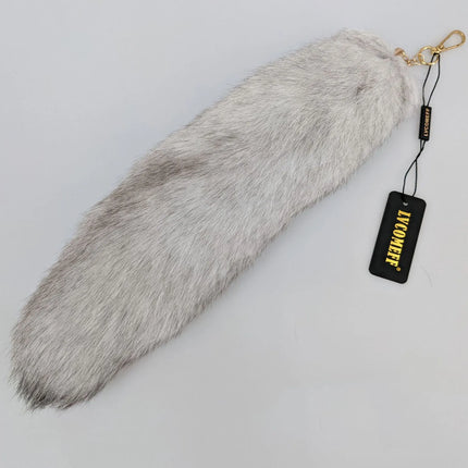 natural fox fur tail keychain furry 2024 chic y2k  beautiful accessory length 40 cm Car Keychains For Women