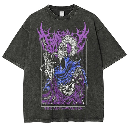 Classic Action Role-playing Game Dark Souls Peripherals Print T-shirt Street Harajuku Men Women Retro Washed Cotton Oversize Top