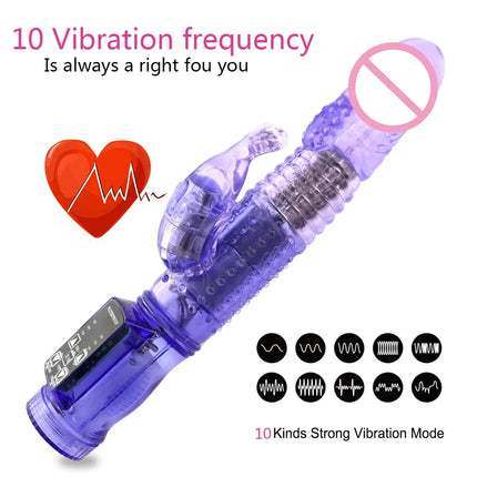 Dual Motor Rabbit Vibrators 12 Speeds Dildo 360°Rotation G Spot Massager Clitoris Stimulator Adult Sex Toys for Women Sex Shop