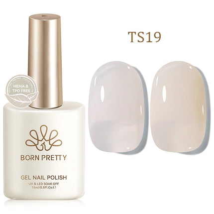 BORN PRETTY 15ml Jelly Gel Polish Milky White Nude Glitter Soak Off LED UV Gel Semi Permanent Nail Art Manicure Gel Varnish