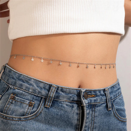 Fashion Boho Gold-plate Multilevel Star Moon Butterfly Snake Pendant Long Waist Chain For Women Beach Sexy Body Chains Jewelry