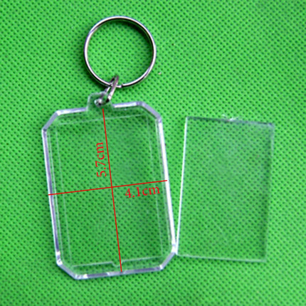 Photo Frame Keychian Acrylic Rectangle Insert Picture Frame Keyring Key Holder DIY Split Ring Gift for Women Ladies Girls