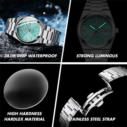 PAAZOMU Luxury Men Wristwatch Waterpro Of Luminous Date Week Watch For Man Stainless Steel Men's Watches Quartz Male Clock Sport