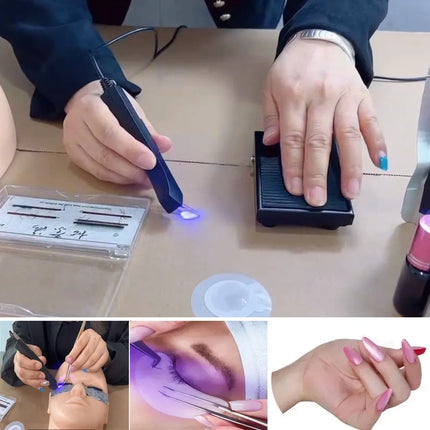 5W Eyelashes Tweezers Stainless Steel Tweezers Anti-staticTweezers for Eyelash Extensions Beauty Ultraviolet UV Glue Curing Lamp