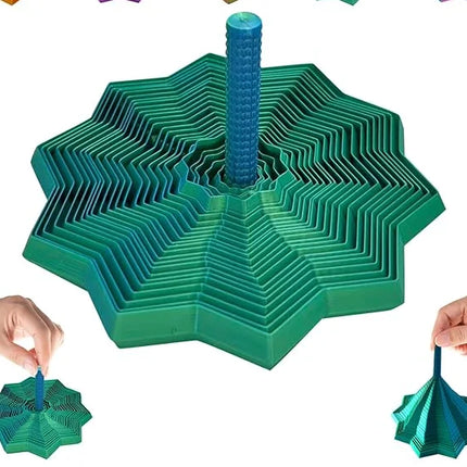 3D Printed Expanded Sensory Fidget Star,Easy-Grip Handles, Whirling Spiral Hexagon Spinner for Stress (Red and Blue,4.64in)