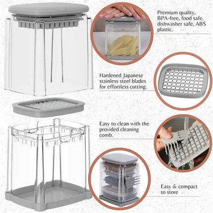 A02M-Onion Chopper Vegetable Choppers 4-Blade Veggie Dicer Fruit Slicer Wedge Cutter Potato French Fry Cutter