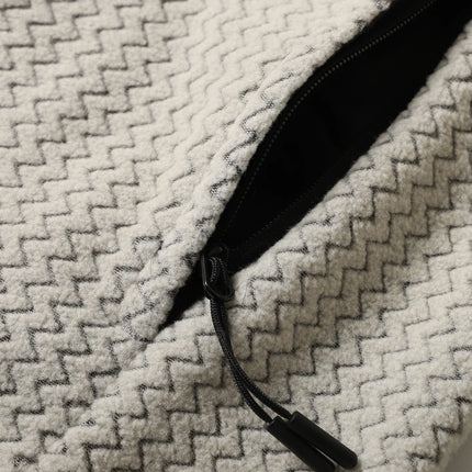 Warm Fleece Outdoor Hooded Open Cardigan Sweatshirt Sporty Casual Wave Patterned Men's Jacket Youth Winter Leisure Wear