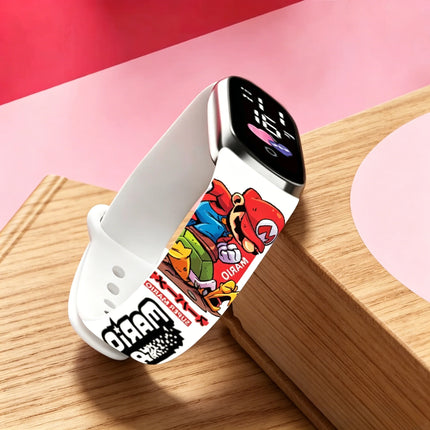 Kids Digital Watch Cartoon Silicone Strap Wristwatch for Boys Girls Children Mario Waterproof LED Sport Watch Gift