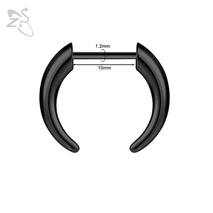 ZS 1PC 16G Buffalo Horn Nose Piercing Stainless Steel Pincher Plug In Septum Ring Stretcher Expander Gold Color Nose Ring 8mm