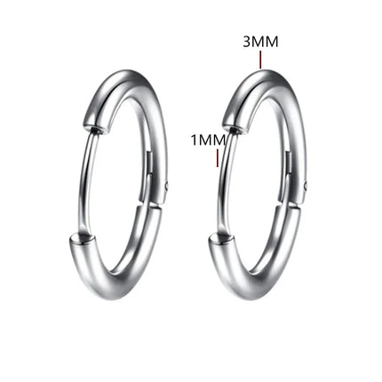 2pc Stainless Steel Small Hoop Earrings Punk Hip Hop Circle Round Huggie Hoop Earrings for Women Men Ear Ring Ear Bone Buckle
