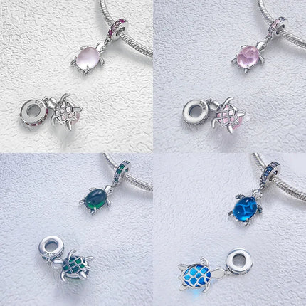 Charms 925 Silver Sea Turtle Series Charm Colorful Beads Fit Original Bracelet Diy Fine Jewelry Making Gifts for Women