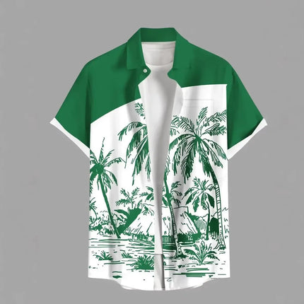 Fashion Men's Hawaiian Shirts 3D Printed Short Sleeved Button Down Lapel Shirts Oversized Tops Summer Casual Aloha Shirt For Men