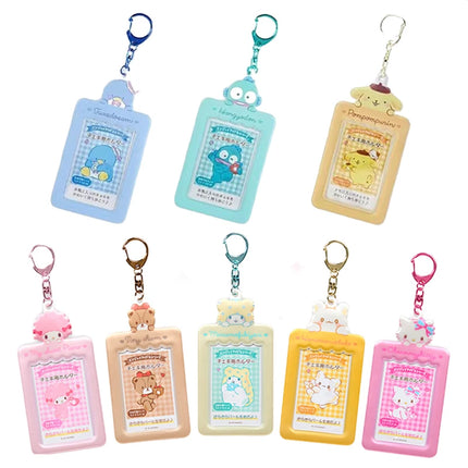 Sanrios Gudetama Keychain with Photo Card Holder Anime Keroppi Tuxedosam Photocard Holder Key Ring Accessory for Bag Backpack