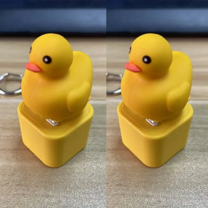 Funny Croaking Frog Duck Luminous Button Keychain Keyboard Fidget Clicker Sound Keyring for Stress Relief Finger Toy Gift Decor