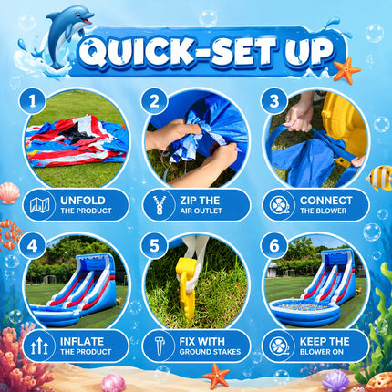 Blue White Red Oxford Water Slide Summer Outdoor Water Toy for Backyard Poolside Fun Games Entertainment