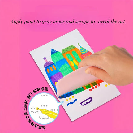 Rainbow Scratch Painting Set Color Scratch Off Pictures Children DIY Artwork Postcards Boys Girls Fun Craft Drawing Toys