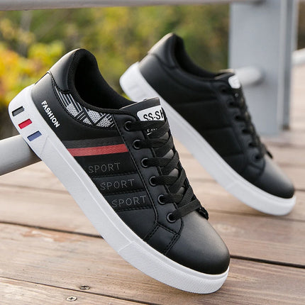 Striped design skate shoes, men's lace-up sports shoes, skate shoes, comfortable, simple and trendy, suitable for all seasons