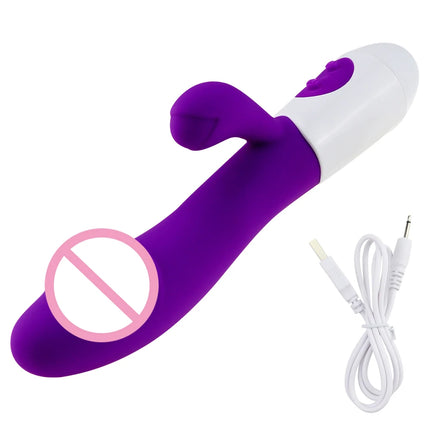 Strong G Spot Dildo Rabbit Vibrator Soft Silicone Pussy Massager Rechargeable Vagina Clitoris Stimulator Adult Sex Toy for Woman