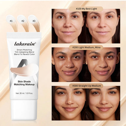 Lakerain Color Changing Liquid Foundation Coverage Skin Shade Matching Makeup SPF15 Moisturizing Even Toning Natural Makeup