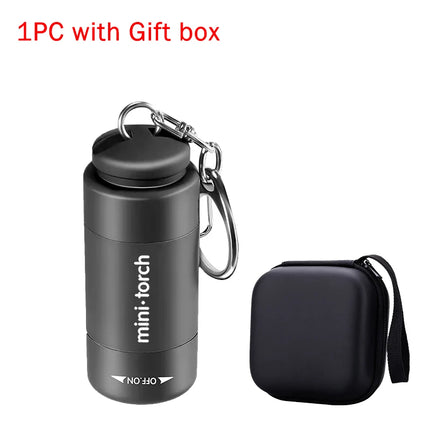 Mini Keychain Lamp Pocket USB Rechargeable LED Strong light Multifunctional Light Flashlight Waterproof Outdoor Hiking Camping