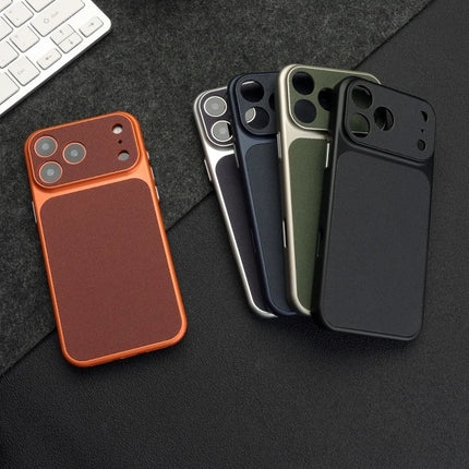 Vintage Woven Leather Textured Case For iPhone 17 Air 16 15 14 13 12 Pro Max Retro Shockproof PC Plating Armor Hard Phone Cover