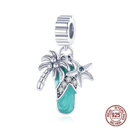 Charm 925 Silver Blue Ocean Life Theme Charm Beads Fit 3mm Original Bracelet For Women DIY Pendants Luxury Jewelry Gift Hot Sale