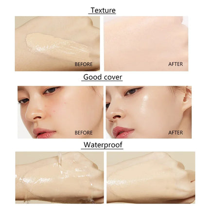 Full Coverage Liquid Foundation – Matte/Dewy Squeeze Tube, Waterproof Long-Lasting Concealer Base for Xmas & Winter