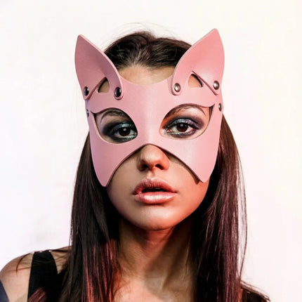 Women Sexy Leather Mask Gothic Cosplay Masquerade Ball Half Face Cat Mask BDSM Sex Games Toy Party Fancy Masks Accessories