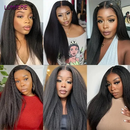 Kinky Yaki Straight Skinlike HD Lace Frontal Only Virgin Raw Virgin Human Hair Lace Closure Only PrePlucked Invisible Hair Exten