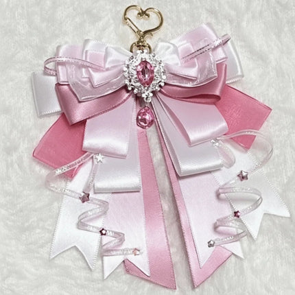 Cute Anime Ita Bag Accessories Rhinestone Multi-layered Bow Double Layer Ribbon Bow Pendant Keyring Attachment Convenient