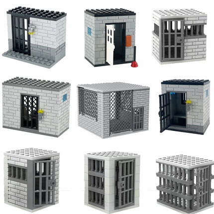 Classic Jail Building Model - Police vs Thief Brick Set for Collection and Display