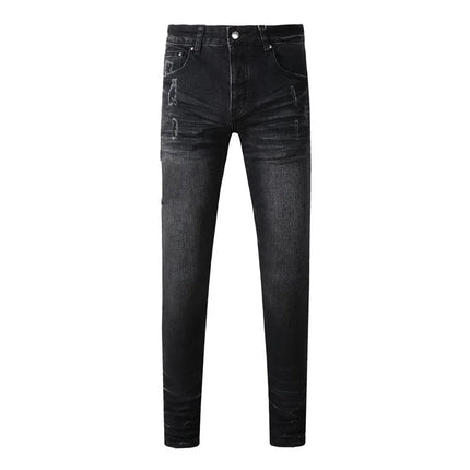 Fashion Americans Brands Men's Jeans Luxury Streetwear Holes Long Trousers Quality Male Stretch Slim Pants Skinny Trousers