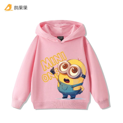 Children's cartoonMinions pattern printed hooded sweatshirt for boys and girls suitable for autumn andwinter a warm top for kids