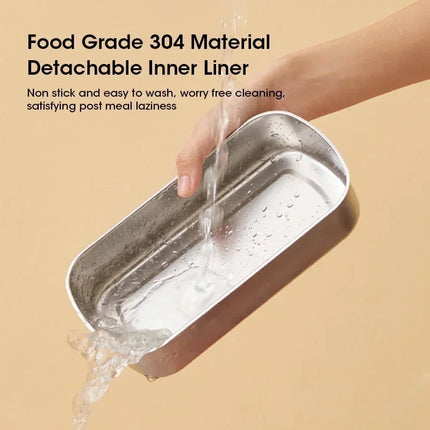 Portable Electric Lunch Box 900ML Food Warmer with Heat Preservation Self-Heating Steaming Cooking Pot for Office Worker