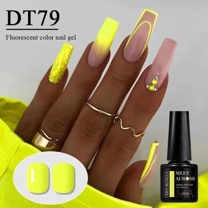 7ml MEET ACROSS Fluorescent Color Nail Gel Polish Are Suitable For Fashionable Nail Art Spring And Summer Gel Valentine'S Day