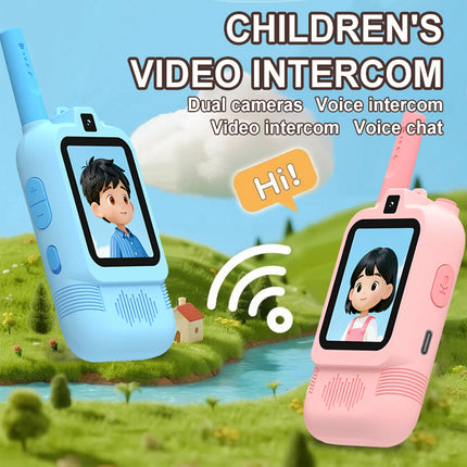 2 sets of children's video Walkie-Talkies, rechargeable video Walkie-Talkie toys for boys and girls ages 3-12 (Blue&Pink)