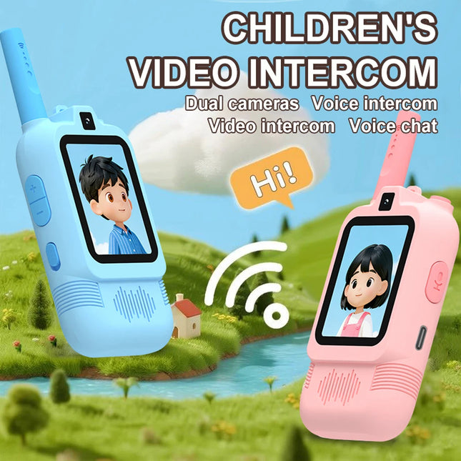 2 sets of children's video Walkie-Talkies, rechargeable video Walkie-Talkie toys for boys and girls ages 3-12 (Blue&Pink)