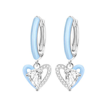 Hot Sale Original 925 Sterling Silver Zircon Pink Paw Print Earrings Heart Flower Leaf Design Women Party Jewelry Gift Ear Loops