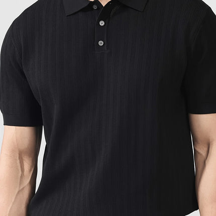 Cool and Stylish Men's Ice-Cold Silk Knitted Polo Shirt for Summer, Trendy Brand Polo Shirt with a Collared Design, Perfect for