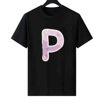 Letter Number Woman Black Summer Round Neck Parent-child Clothing Casual Tops Unisex Comfort Short Sleeves T-Shirt Men Blouses