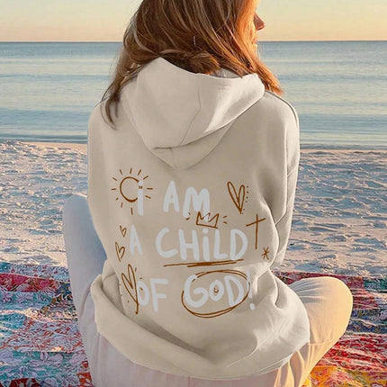 I Am A Child Of God Women Hoodie Street Casual Hooded Cartoons fur-liner Woman Hoodies S-XXL Pullover Clothing