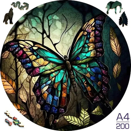 Sunflower Butterfly Jigsaw Wood Puzzle, Difficult To Play Irregular Animal Fragment Puzzle, for Adults Relieve Stress  Gift