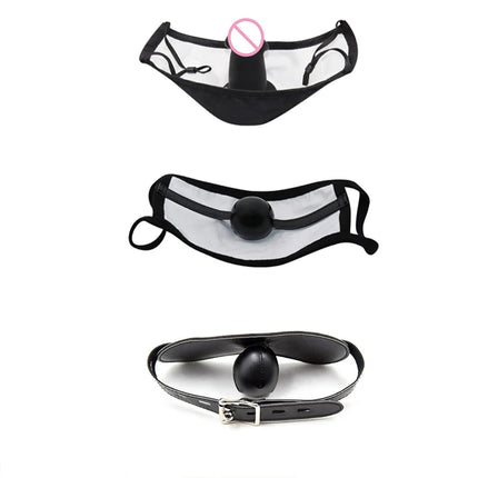 Dildo Plug SM Ball Gag Bondage Mouth Plug Fetish Open Mouth Dilatation Ball Erotic Oral Adult Game Erotic Sex Toys for Couples