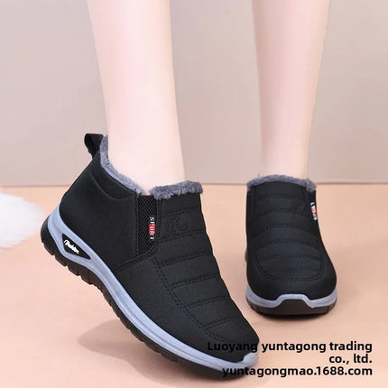 Winter New Fleece Lined Anti-slip Soft Bottom Women's Short Boots Thick Warm Cotton Shoes round Toe Casual Style Comfortable