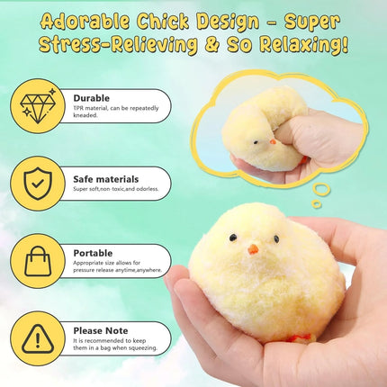 Taba Handmade Squishy Chick Toys Stress Relief Squeeze Toy Handmade Sensory StickyToys Stress and Relaxation Toys