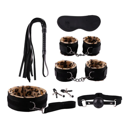 Adult Erotic Nylon Bondage BDSM Kit with Handcuffs Sex Whip Mouth Gag Soft Fox Tail Anal Plug for Women Sexy Games